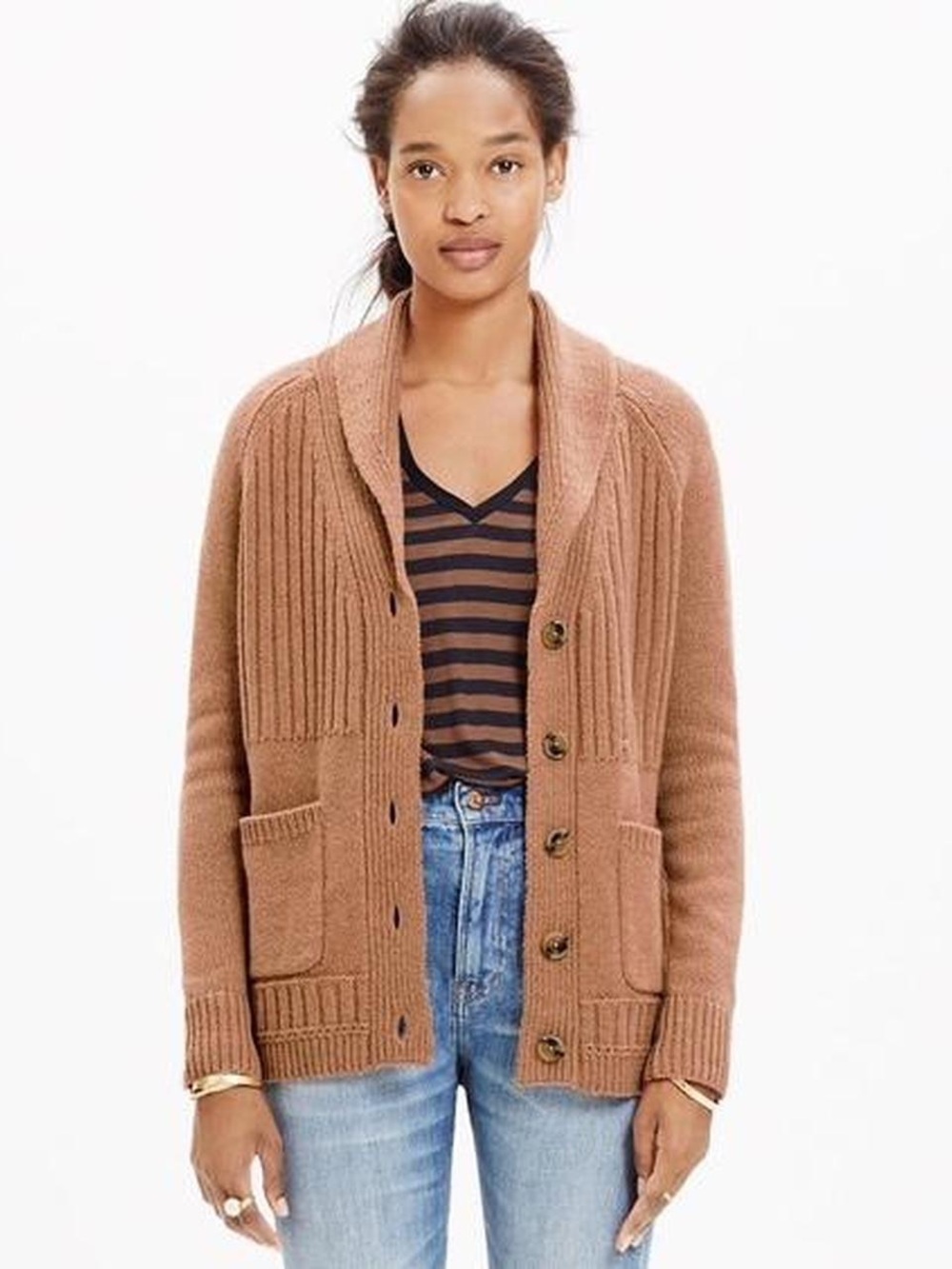 Madewell Cozy Shawl-Collar Brown Women’s Cardigan Sweater